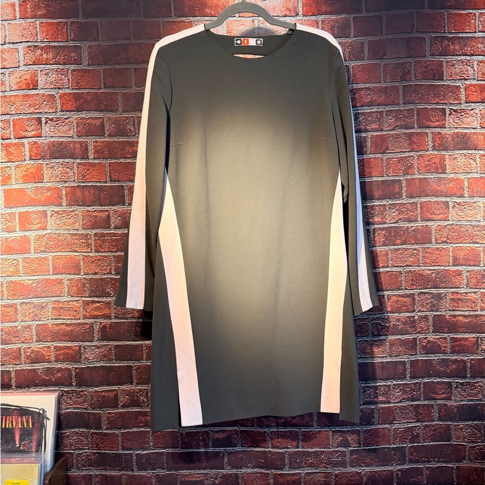 MSGM Black and Cream Long Sleeve Dress